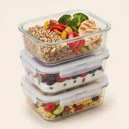 Glass food storage containers with meals