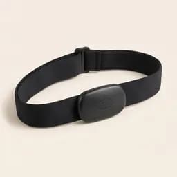 A chest strap heart rate monitor