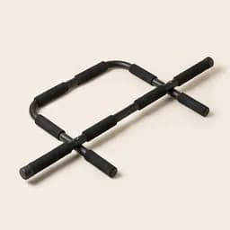 A doorway pull-up bar with foam grips